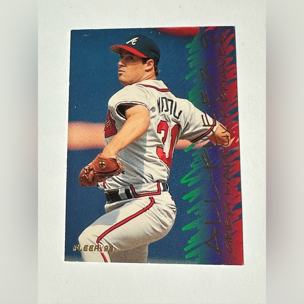 Greg Maddux, Pitcher. Atlanta Braves.  1991 Baseball Trading Card. No. 9.